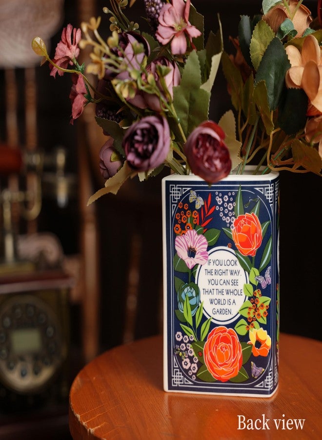 Lynagert Ceramic Book Vase for Flowers, Home Decor, Cute Bookshelf Accent, Lovers Gifts, Unique Home/Bedroom/Office Decor (Small - Secret Garden) - Image 4